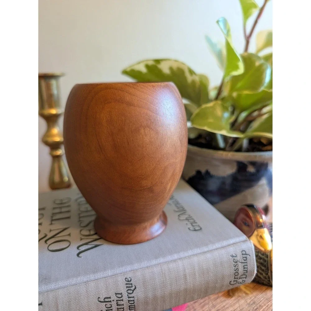 Vintage MCM Myrtlewood Vase Hand Turned Wood Bend Oregon‎ 4.25in Ralph A Bailey